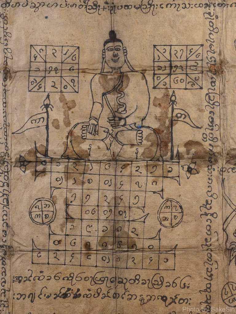 ยันต์พระเจ้า5พระองค์ กระดาษสาลงยันต์เก่าโบราณ