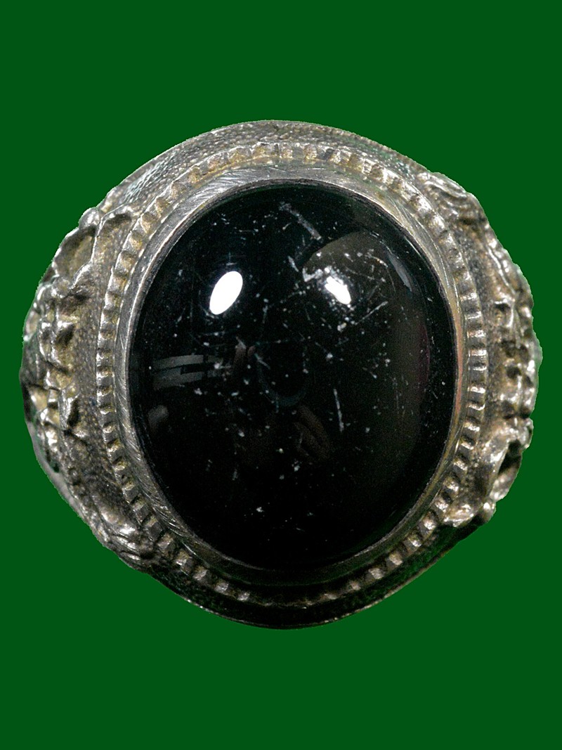 แหวนเงิน หัวนิล ลายมังกร มหาอำนาจบารมี