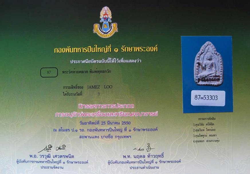 พระกรุวัดท้ายตลาด พิมพ์พุทธเกวัก 