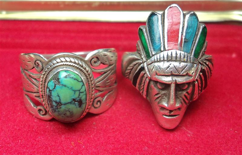 แหวนเงินหัวควอยซ์+แหวนเงินหัวอินเดียแดง งานโบราณเงินแท้สวยๆ