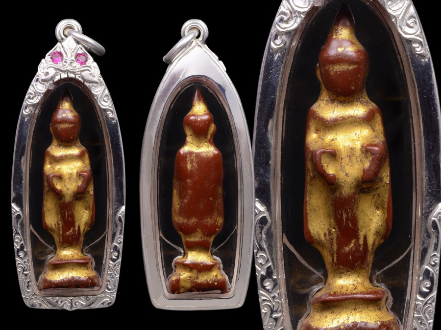  พระไม้แกะปิดทองเก่า ขนาดห้อยคอ1