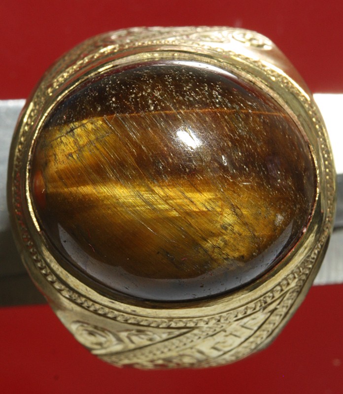 แหวนทำจากเหรียญยูโร หัวเป็น แก้วตาเสือ tiger’s eye เคาะเดียว