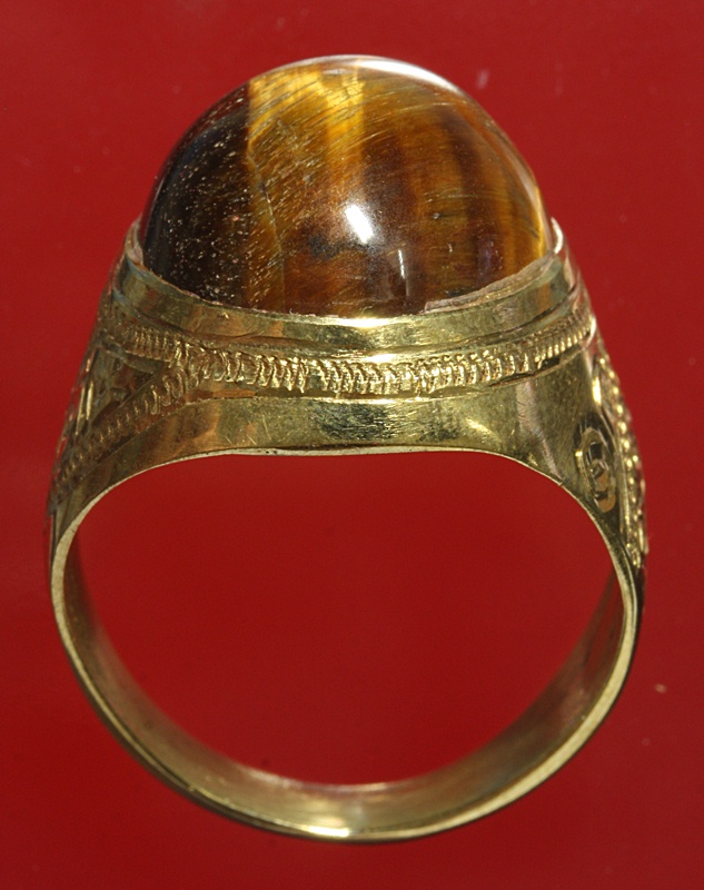 แหวนทำจากเหรียญยูโร หัวเป็น แก้วตาเสือ tiger’s eye เคาะเดียว