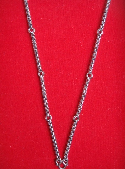 	@สร้อยสแตนเลส ลาย ผ่าหวายกลม 7 ห่วง ยาว 28 นิ้ว@@