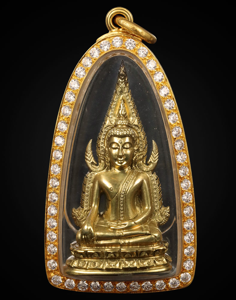 พระพุทธชินราชอินโดจีน 2485 พิมพ์แต่งมีโค้ตชัดเจน พระสวยเดิมเดิม พร้อมเลี่ยมทอง