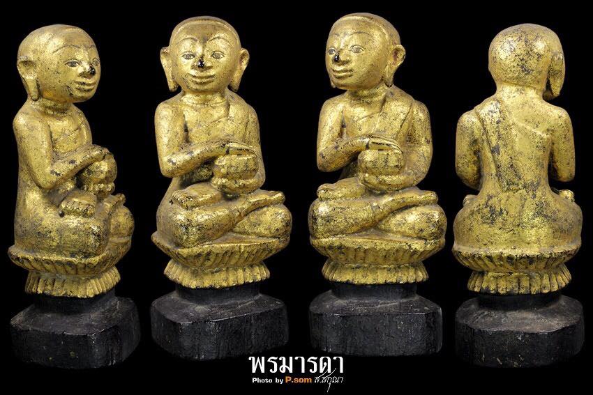 พระอุปปคุตจกบาตรไม้โพธิ์แกะศิลปพม่า 