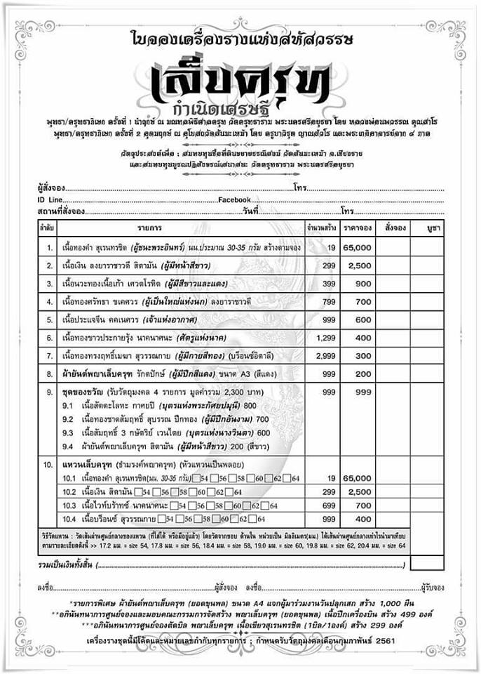 เปิดจองเครืองรางครุฑธานุภาพ วัดสันมะเหม้า เชียงราย