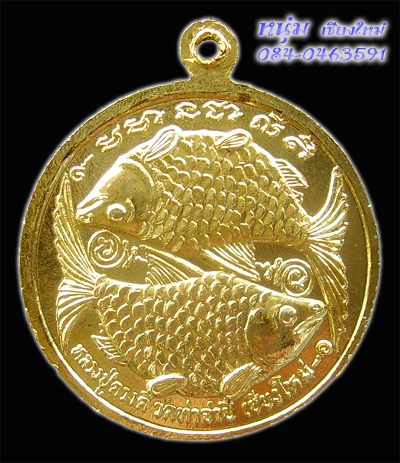 เหรียญปลาตะเพียน ครูบาดวงดี กระไหล่ทอง สภาพนิ้งๆ