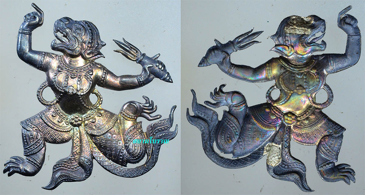 #18046 หนุมานแผ่นปั๊ม เนื้อเงิน สวย