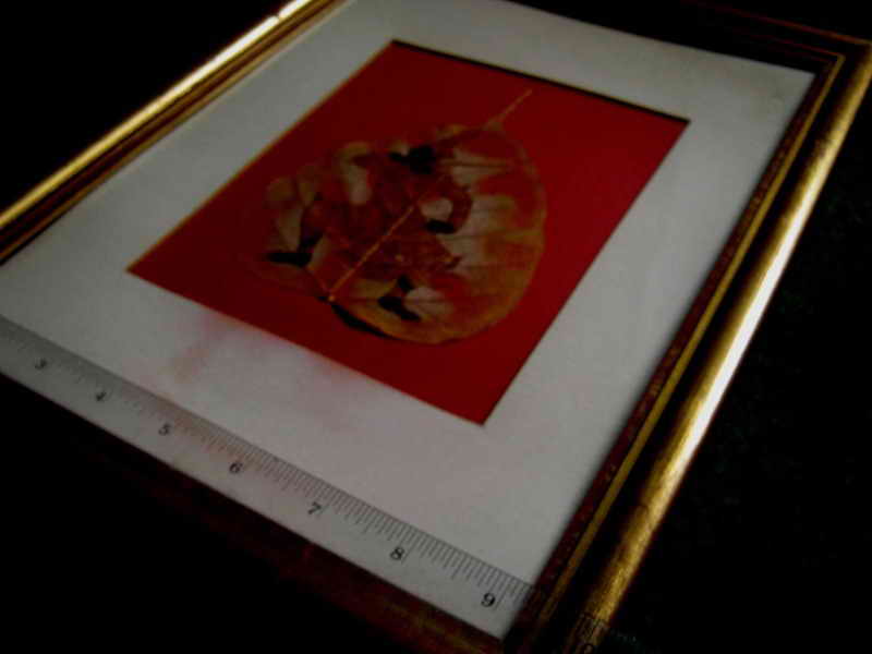 ใบโพธิ์ เขียนลายรามเกียรติ์ งานศิลป์เก่าๆ ในกรอบไม้สักทอง 