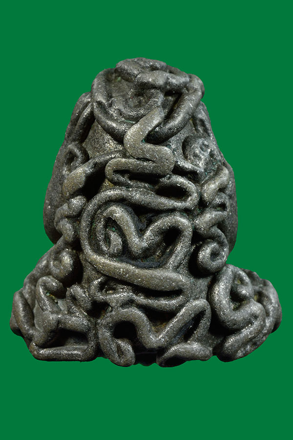  พระปิดตาหลวงพ่อทับ วัดทอง พิมพ์ยันต์ยุ่งเนื้อสำริดเเก่เงิน