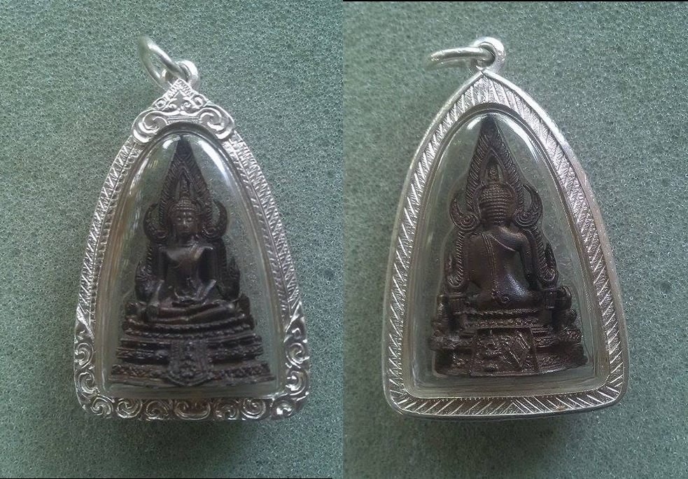 พระพุทธชินราช ภปร. รุ่นปฏิสังขรณ์ เนื้อนวะโลหะเลี่ยมเงินแท้ พร้อมกล่องเดิมๆครับ
