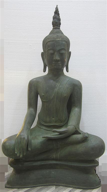  พระพิมพ์อู่ทองหน้าตัก 16 นิ้ว สูง 29 นิ้ว เนื้อทองเหลืองสนิม เขียว