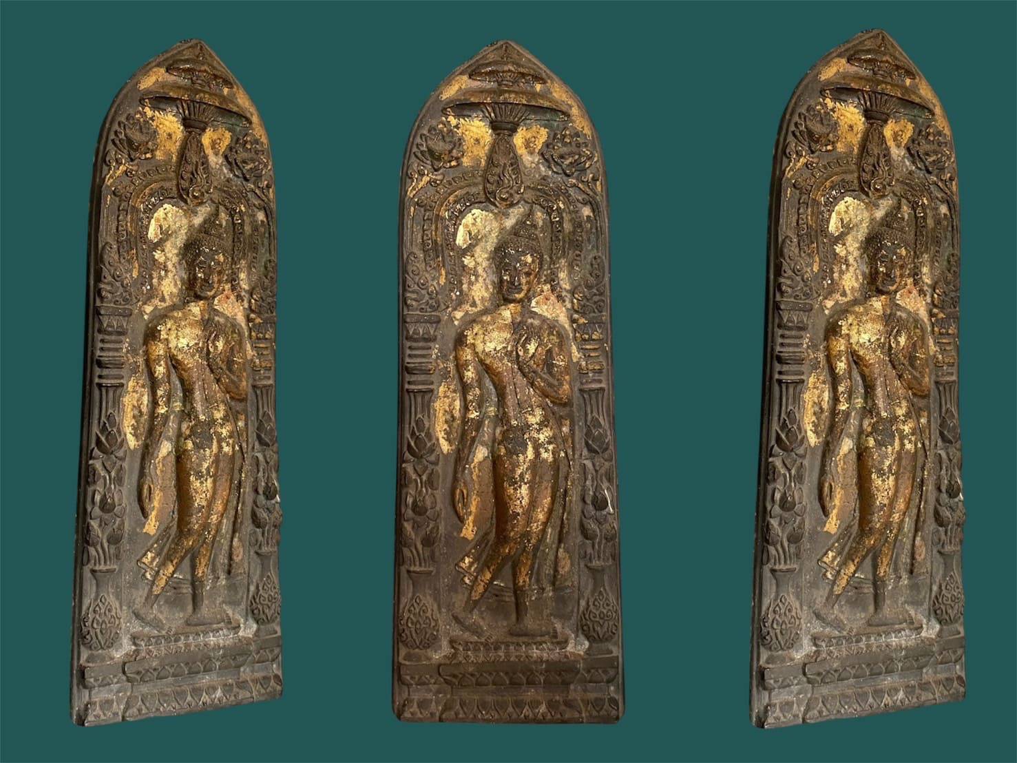 พระลีลากำแพงศอกหลวงพ่อขอม เนื้อตะกั่ว